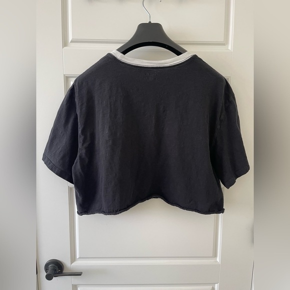 Fabletics Cotton Slub Cropped Tee | Black/White | XL - Picture 6 of 8